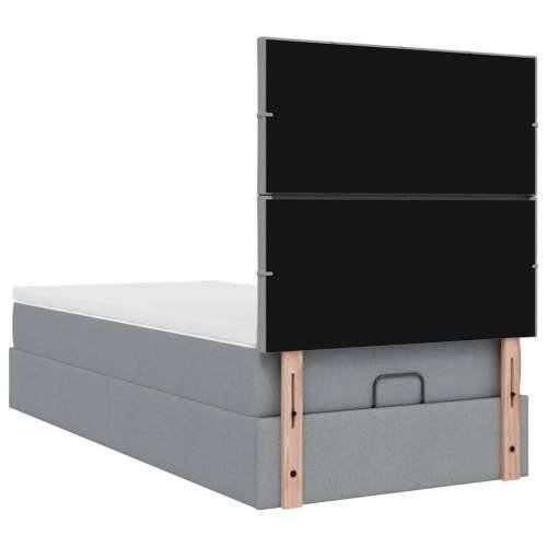 Otomanski okvir kreveta s madraca svijetlosivi 80x200cm tkanine - Svjetlosiva 80 x 200 cm Blok s kvadratima Cijena