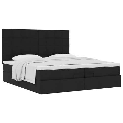 Otomanski okvir kreveta s madracima crni 200x200cm od tkanine - Crna 200 x 200 cm Blok s kvadratima Cijena
