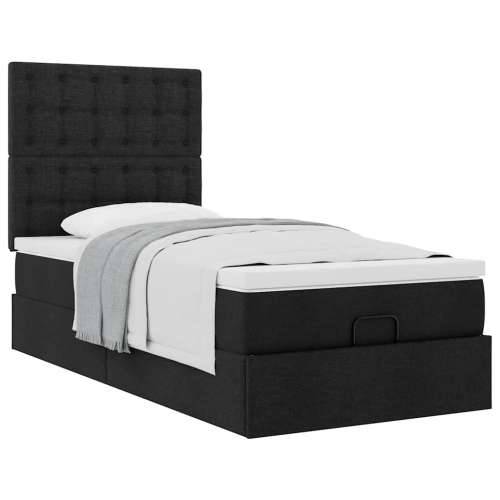 Otomanski okvir kreveta s madraca crni 80x200cm od tkanine - Crna 80 x 200 cm gumbi Cijena