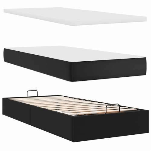 Otomanski okvir kreveta s madracima crni 160x200cm umjetna koža - Crna 160 x 200 cm Cijena