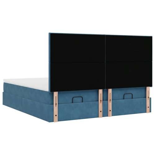 Otomanski okvir kreveta s madracima plavi 180x200cm baršunasti - Tamno plava 180 x 200 cm Gladak dizajn Cijena