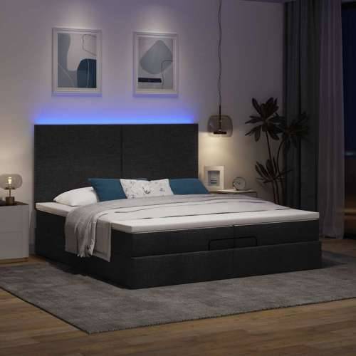Otomanski okvir kreveta s madracima crni 200x200cm od tkanine - Crna 200 x 200 cm Gladak dizajn Cijena