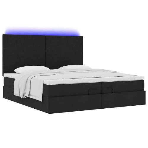 Otomanski okvir kreveta s madracima crni 200x200cm od tkanine - Crna 200 x 200 cm Gladak dizajn Cijena