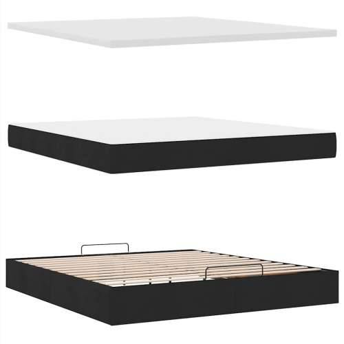 Otomanski okvir kreveta s madracima crni 200x200cm od tkanine - Crna 200 x 200 cm Gladak dizajn Cijena