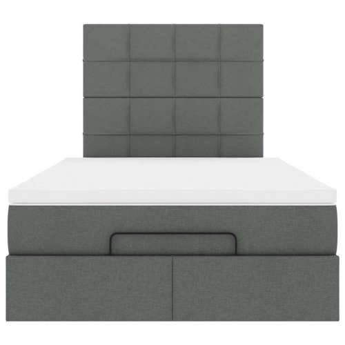 Otomanski krevet s madracem i LED tamnosivi 120x190 cm tkanine - Tamno siva 120 x 190 cm Blok s kvadratima Cijena