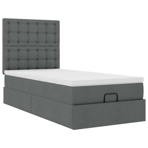 Otomanski krevet s madracem i LED tamnosivi 80x200cm tkanina - Tamno siva 80 x 200 cm gumbi Cijena