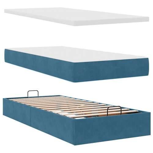 Okvir kreveta s madracima tamnoplavi 80x200cm baršunasti - Tamno plava 80 x 200 cm Blok s kvadratima Cijena
