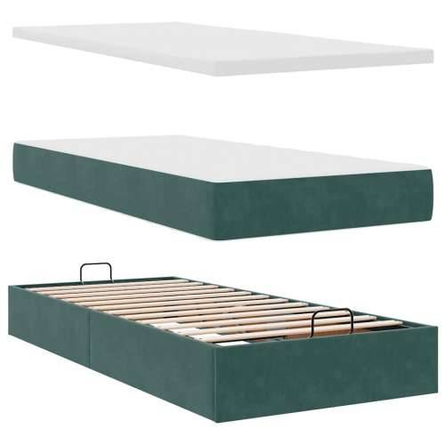 Okvir kreveta s madracima tamnozeleni 90x200cm baršunasti - Tamnozelena 90 x 200 cm Dizajn s gumbima Cijena