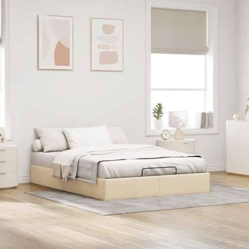 Otomanski okvir kreveta bez madraca krem 140x200 cm od tkanine - Krema 140 x 200 cm Cijena