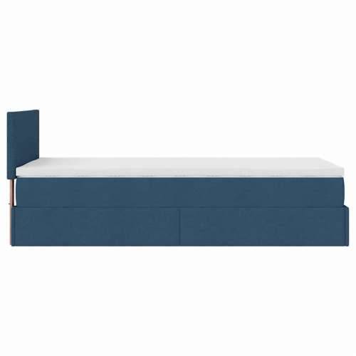 Otomanski krevet s madracem plavi 90x200 cm tkanine - Plava 90 x 200 cm Gladak dizajn Cijena