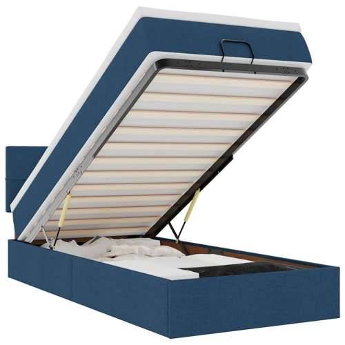 Otomanski krevet s madracem plavi 100x200 cm tkanine - Plava 100 x 200 cm Blok s kvadratima Cijena