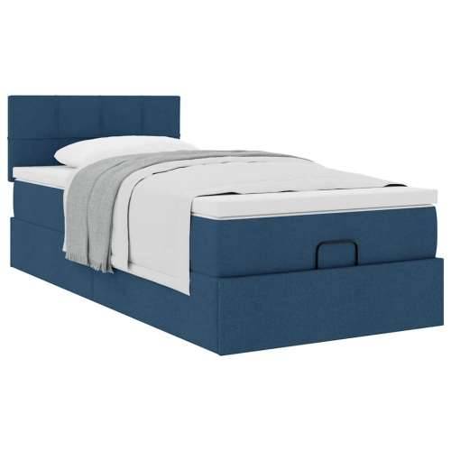 Otomanski krevet s madracem plavi 100x200 cm tkanine - Plava 100 x 200 cm Blok s kvadratima Cijena