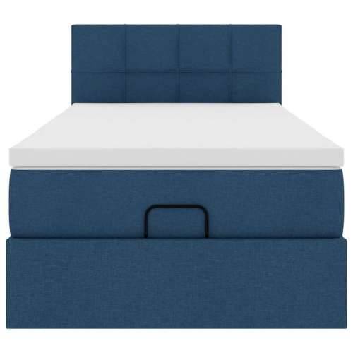 Otomanski krevet s madracem plavi 100x200 cm tkanine - Plava 100 x 200 cm Blok s kvadratima Cijena