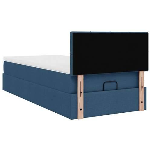 Otomanski krevet s madracem plavi 100x200 cm tkanine - Plava 100 x 200 cm Blok s kvadratima Cijena
