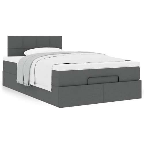 Otomanski krevet s madracem tamnosivi 120x190 cm tkanine - Tamno siva 120 x 190 cm Blok s kvadratima Cijena