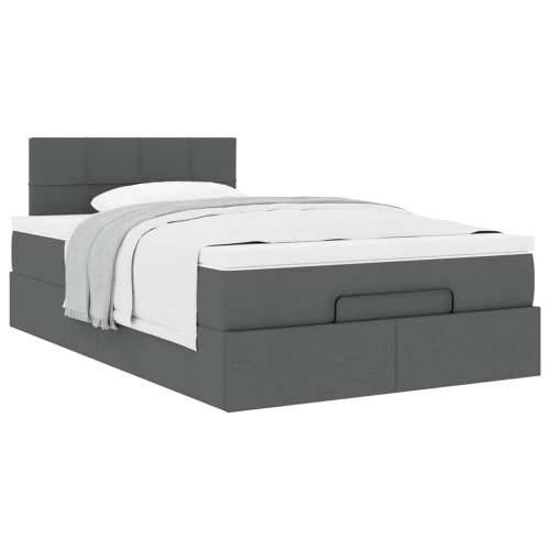Otomanski krevet s madracem tamnosivi 120x190 cm tkanine - Tamno siva 120 x 190 cm Blok s kvadratima Cijena