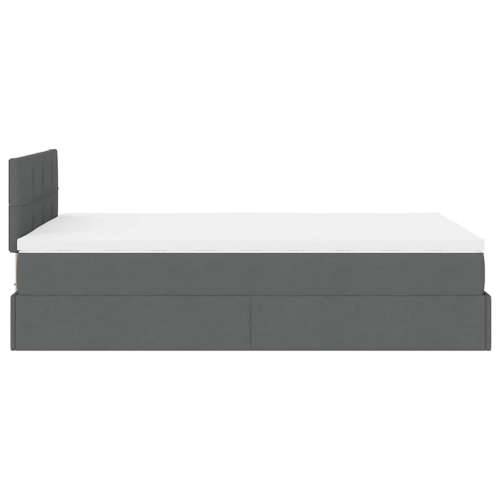 Otomanski krevet s madracem tamnosivi 120x190 cm tkanine - Tamno siva 120 x 190 cm Blok s kvadratima Cijena