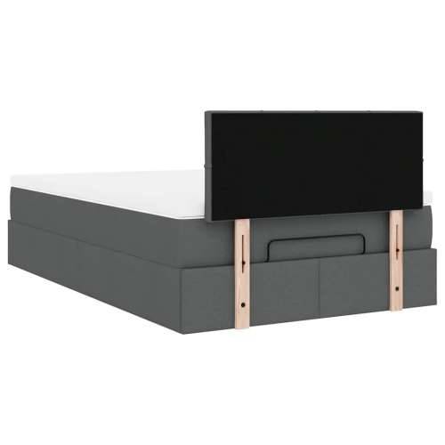 Otomanski krevet s madracem tamnosivi 120x190 cm tkanine - Tamno siva 120 x 190 cm Blok s kvadratima Cijena