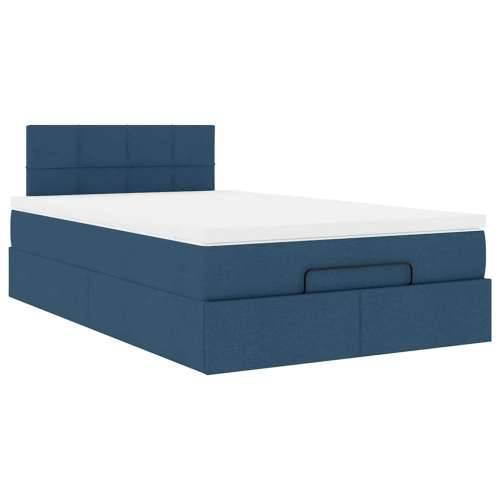 Otomanski krevet s madracem plavi 120x200 cm tkanine - Plava 120 x 200 cm Blok s kvadratima Cijena