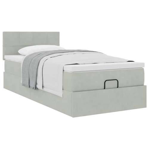Okvir kreveta s madraca svijetlosivi 90x200cm baršunasti - Svjetlosiva 90 x 200 cm Blok s kvadratima Cijena
