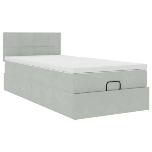 Okvir kreveta s madraca svijetlosivi 90x200cm baršunasti - Svjetlosiva 90 x 200 cm Blok s kvadratima Cijena