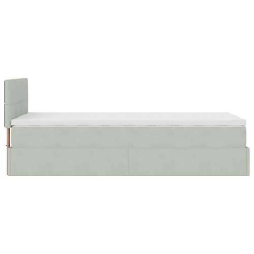 Okvir kreveta s madraca svijetlosivi 90x200cm baršunasti - Svjetlosiva 90 x 200 cm Blok s kvadratima Cijena