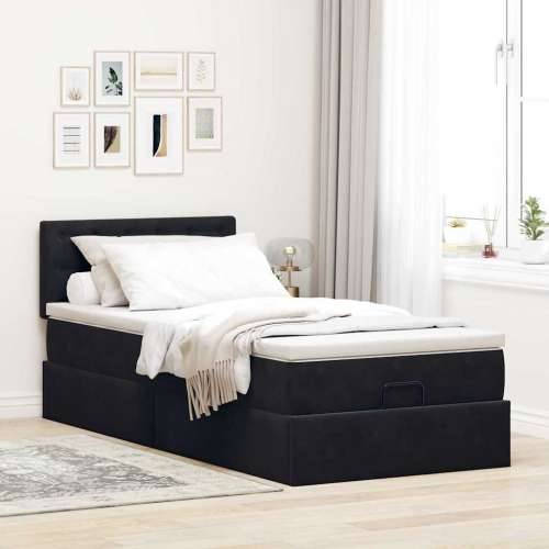 Otomanski okvir kreveta s madraca crni 80x200cm baršunasti - Crna 80 x 200 cm gumbi Cijena