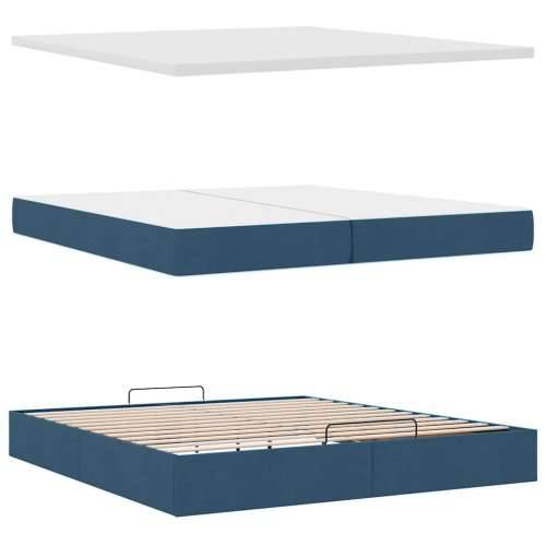 Otomanski okvir kreveta s madracima plavi 200x200cm tkanine - Plava 200 x 200 cm gumbi Cijena