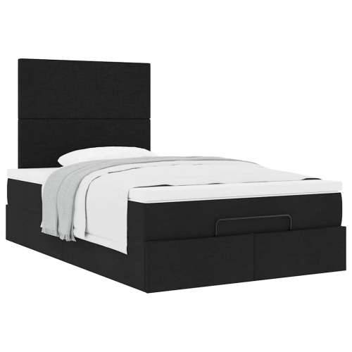 Otomanski krevet s madracem crni 120x190 cm tkanine - Crna 120 x 190 cm Gladak dizajn Cijena