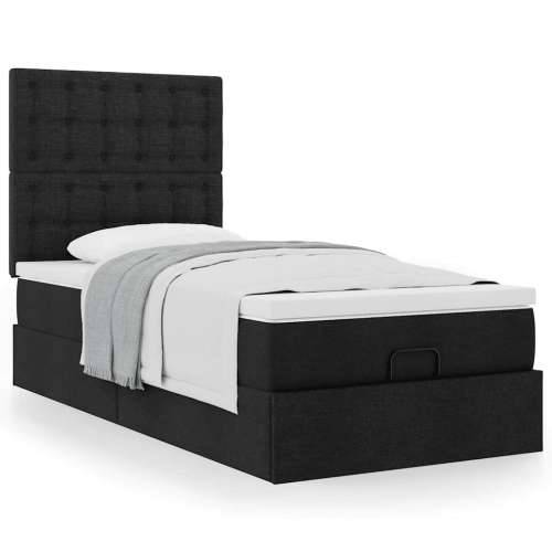 Otomanski okvir kreveta s madraca crni 90x190cm od tkanine - Crna 90 x 190 cm gumbi Cijena