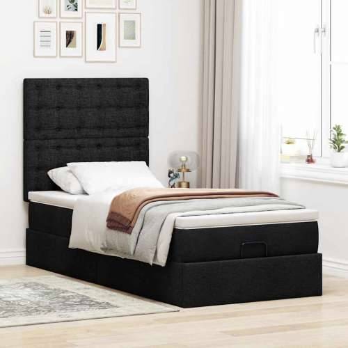 Otomanski okvir kreveta s madraca crni 90x190cm od tkanine - Crna 90 x 190 cm gumbi Cijena