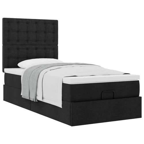 Otomanski okvir kreveta s madraca crni 90x190cm od tkanine - Crna 90 x 190 cm gumbi Cijena