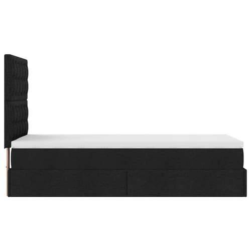 Otomanski okvir kreveta s madraca crni 90x190cm od tkanine - Crna 90 x 190 cm gumbi Cijena