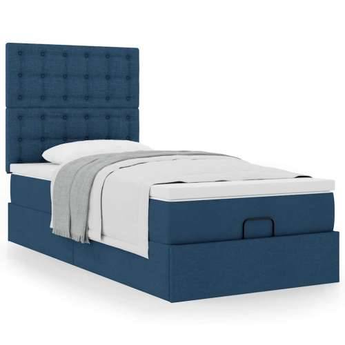 Otomanski krevet s madracem plavi 90x200 cm tkanine - Plava 90 x 200 cm gumbi Cijena