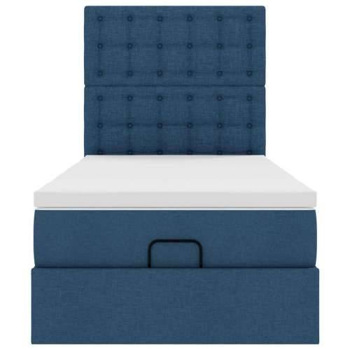 Otomanski krevet s madracem plavi 90x200 cm tkanine - Plava 90 x 200 cm gumbi Cijena