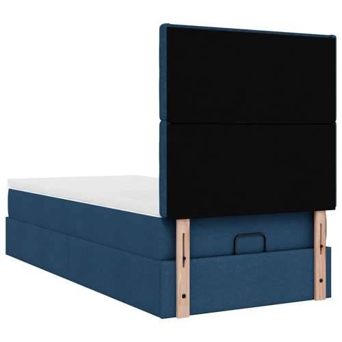 Otomanski krevet s madracem plavi 90x200 cm tkanine - Plava 90 x 200 cm gumbi Cijena