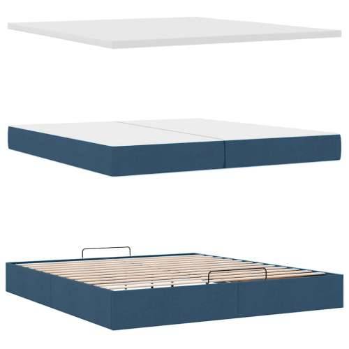 Otomanski okvir kreveta s madracima plavi 200x200cm tkanine - Plava 200 x 200 cm gumbi Cijena