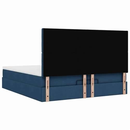 Otomanski okvir kreveta s madracima plavi 200x200cm tkanine - Plava 200 x 200 cm gumbi Cijena