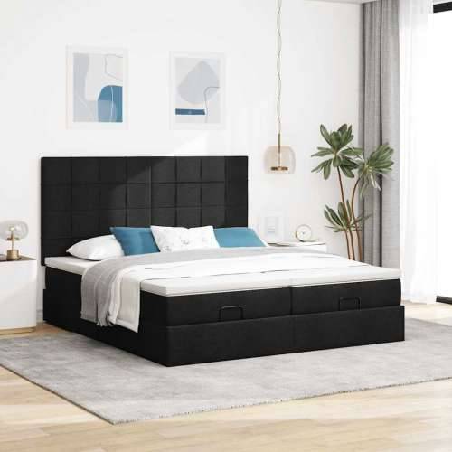 Okvir kreveta s madracima crni 160x200cm od tkanine - Crna 160 x 200 cm Blok s kvadratima Cijena