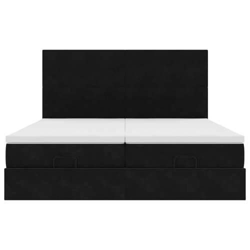 Otomanski okvir kreveta s madracima crni 180x200cm baršunasti - Crna 180 x 200 cm Gladak dizajn Cijena