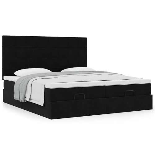 Otomanski okvir kreveta s madracima crni 200x200cm baršunasti - Crna 200 x 200 cm Blok s kvadratima Cijena