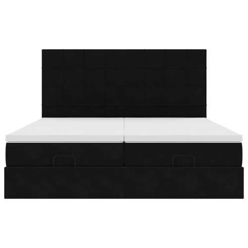 Otomanski okvir kreveta s madracima crni 200x200cm baršunasti - Crna 200 x 200 cm Blok s kvadratima Cijena