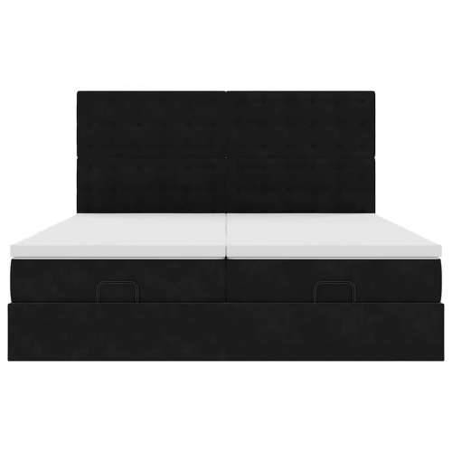Otomanski okvir kreveta s madracima crni 180x200cm baršunasti - Crna 180 x 200 cm gumbi Cijena