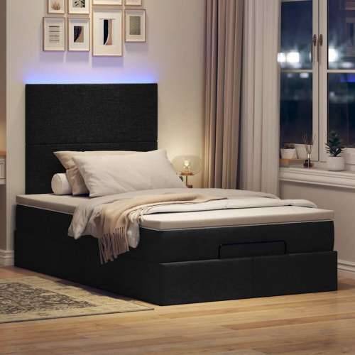 Otomanski okvir kreveta s madracem crni 120x200cm od tkanine - Crna 120 x 200 cm Gladak dizajn Cijena