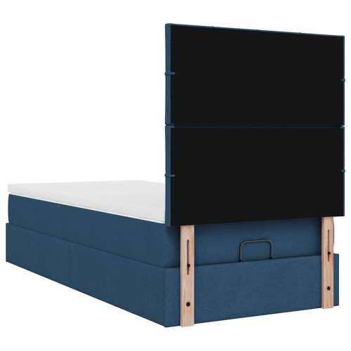 Otomanski krevet s madracem i LED plavi 90x200 cm tkanine - Plava 90 x 200 cm Blok s kvadratima Cijena