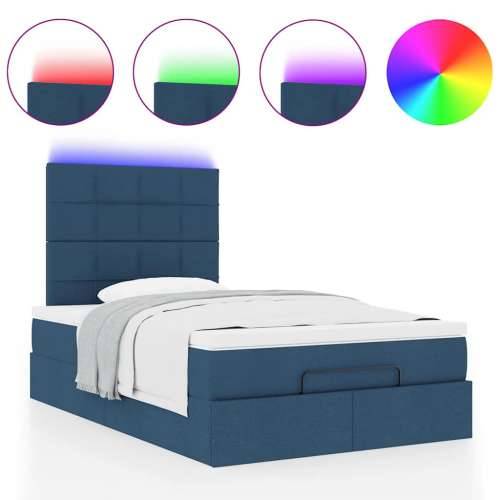 Otomanski krevet s madracem i LED plavi 120x200 cm tkanine - Plava 120 x 200 cm Blok s kvadratima Cijena