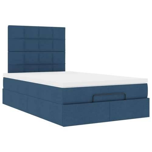 Otomanski krevet s madracem i LED plavi 120x200 cm tkanine - Plava 120 x 200 cm Blok s kvadratima Cijena