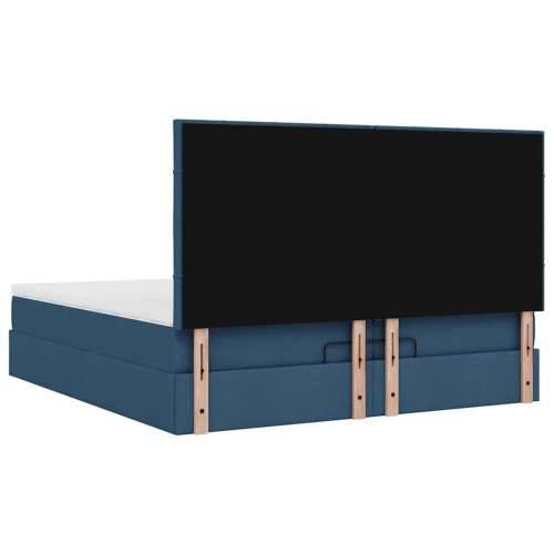 Otomanski okvir kreveta s madracima plavi 200x200cm tkanine - Plava 200 x 200 cm Blok s kvadratima Cijena
