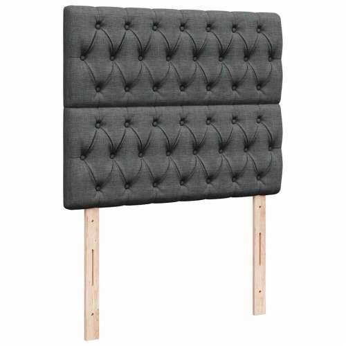 Otomanski krevet s madracem i LED tamnosivi 120x200 cm tkanine - Tamno siva 120 x 200 cm Dizajn s gumbima Cijena