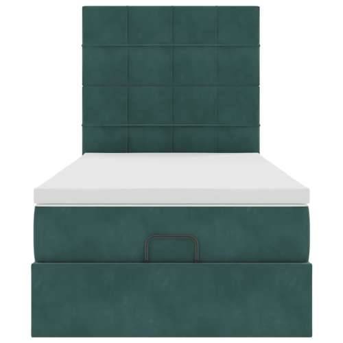 Okvir kreveta s madracima tamnozeleni 90x200cm baršunasti - Tamnozelena 90 x 200 cm Blok s kvadratima Cijena
